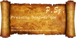 Preiszig Szalvátor névjegykártya